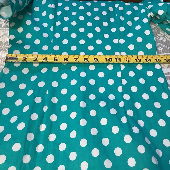 Sisjuly Dress Women’s Size Large Ruffle Sleeves Polka Dot Turquoise White - Picture 11 of 14